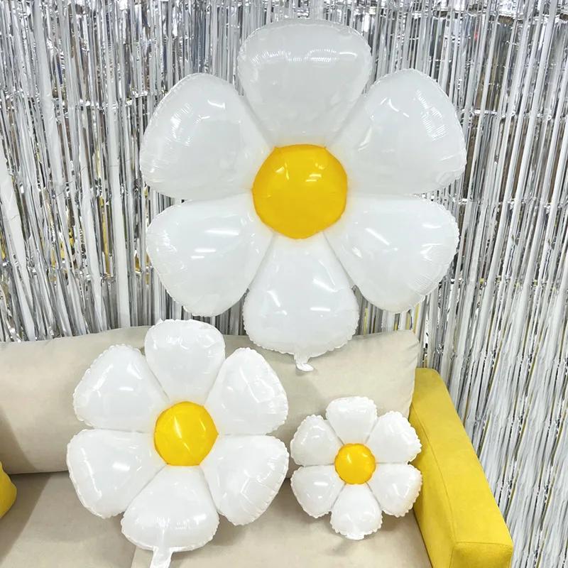 20pcs Daisy Balloons Huge White Flower Aluminum Foil Balloons for Birthday Baby Shower Wedding Daisy Party Decorations Supplies