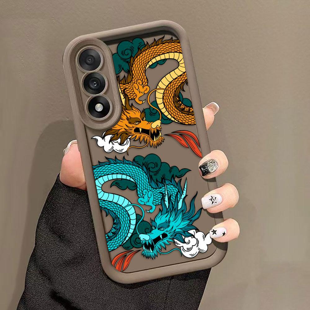 Чехол для телефона с рисунком Дракон Карикатура Обложка Для HONOR 600 400 90 LITE 300 200 70 50 20 10I 9X 8X PRO DIY Чехол Оболочка Funda Capa