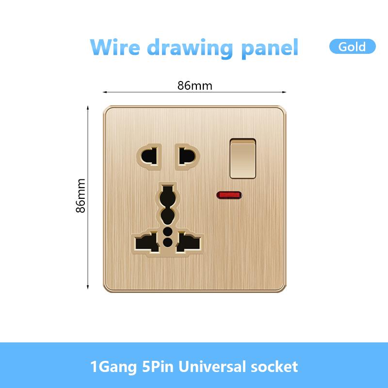 Универсальная 5-контактная розетка, стандартная британская настенная розетка USB на 13 А, 3-контактная электрическая розетка 220 В со светодиодным индикатором