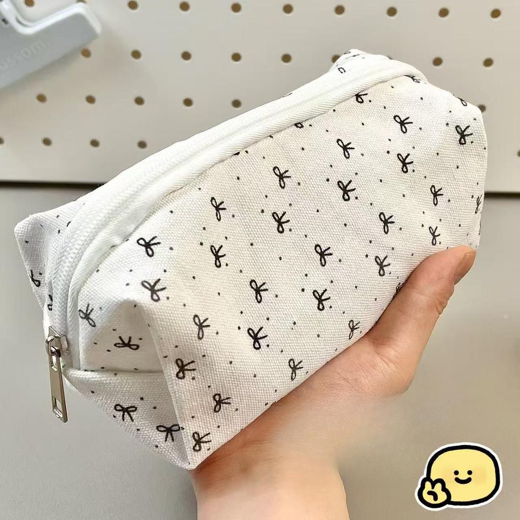 1 шт. Простой черный пенал с бантом для студента, корейская мода, милый пенал, портативная большая вместительная сумка для канцелярских принадлежностей