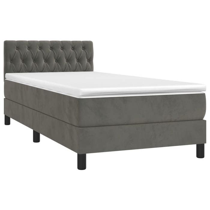 Maison Exclusive - Sommier à lattes de lit avec matelas et LED Gris foncé 90x200cm