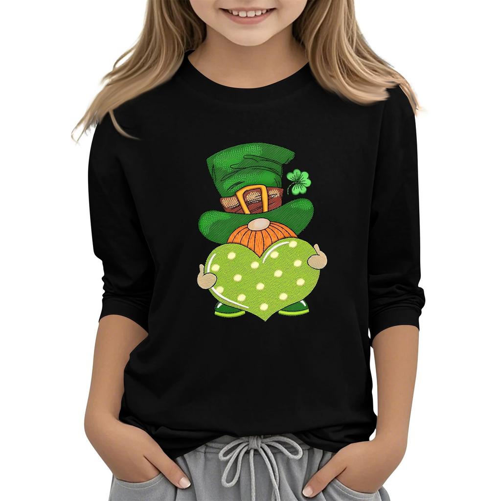 Детская повседневная футболка с принтом в виде воротника с надписью «Св. Патрик» и рукавами длиной 7 минут