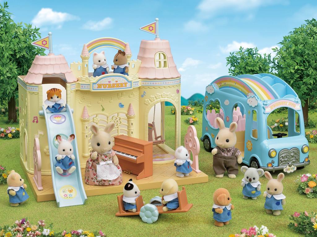 Sylvanian Families Kindergarten Vehicle Kindergarten ST Mark Certification For Ages 3 and Up Toy Dollhouse Sylvanian Families EPOCH [Rainbow Bus] S-62
