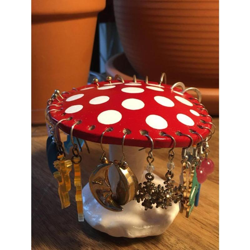 Грибной держатель для сережек 26 отверстий для хранения сережек стойка для показа на витрине домашний настольный декоративный стенд из смолы органайзер для украшений