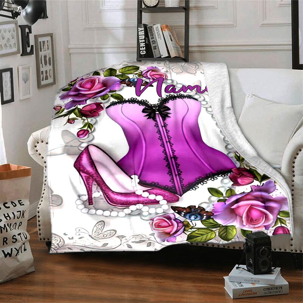 Romantic Lingerie Theme Customize Your Name Blankets Comfortable Soft Lightweight Allseason Multipurpose Blanket For Picnics Sofas Offices Beds Living
