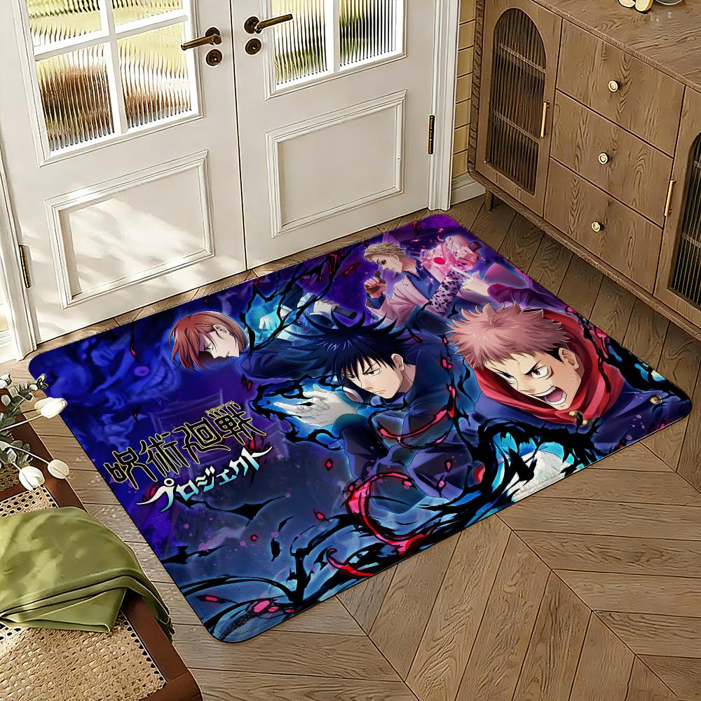 Jujutsu-Kaisens Anime Floor Mat Soft Thickened Absorbent Non-Slip Bedroom Living Room Door Mat Home Decor Flannel Rugs