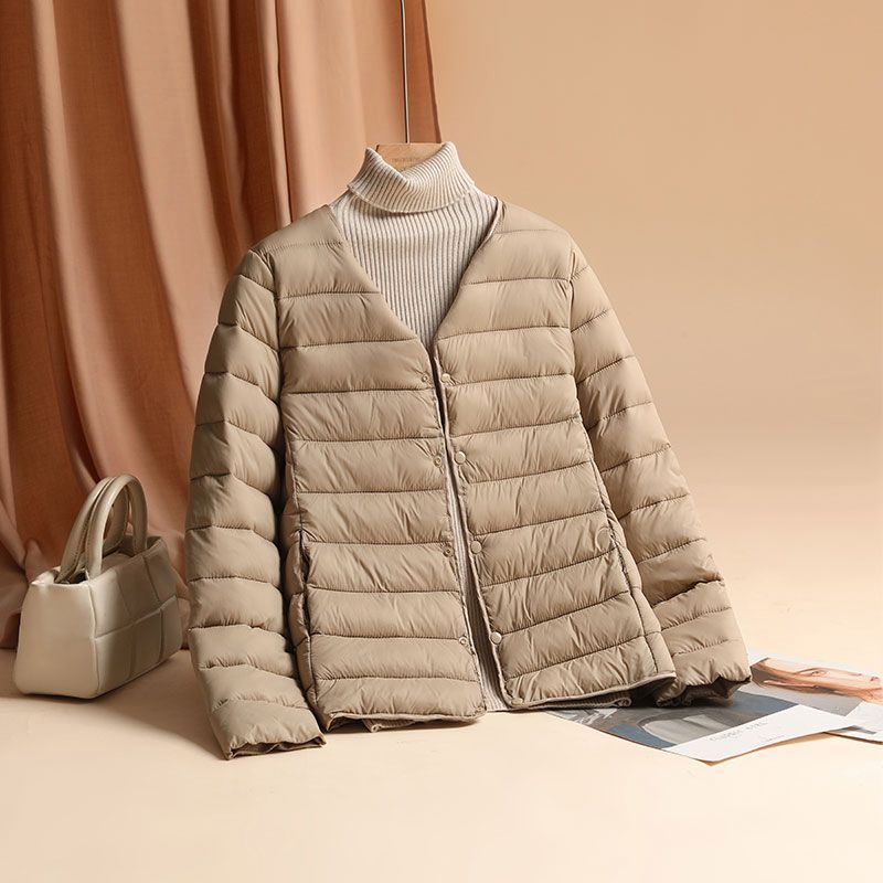 Autumn Winter Now Padding Parkas Women Light Thin Thermal Wearing Inside Korean Slim Fashion Ingle-breasted Solid Color Coat