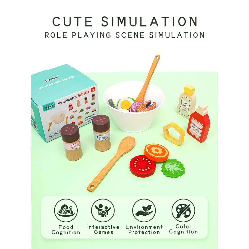 Кухня Игрушки для ролевых игр Симуляция Продукты Аксессуары Пицца Салат Десерт Набор Образовательная игрушка для малышей 3+