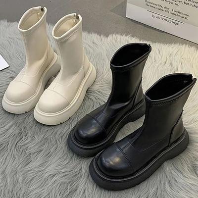 Короткие ботинки женские весна и осень 2025 новые интернет знаменитости мода универсальные молнии кекс толстый низ нескользящие тонкие ботинки прилив