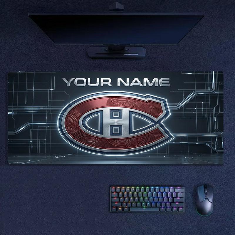 Custom Name,Montreal Canadiens Mouse Pad, Large Gaming Desk Mat, Non-slip XXL Mousepad for Laptop & Tablet, Mini PC Playmat with Stitched Edges