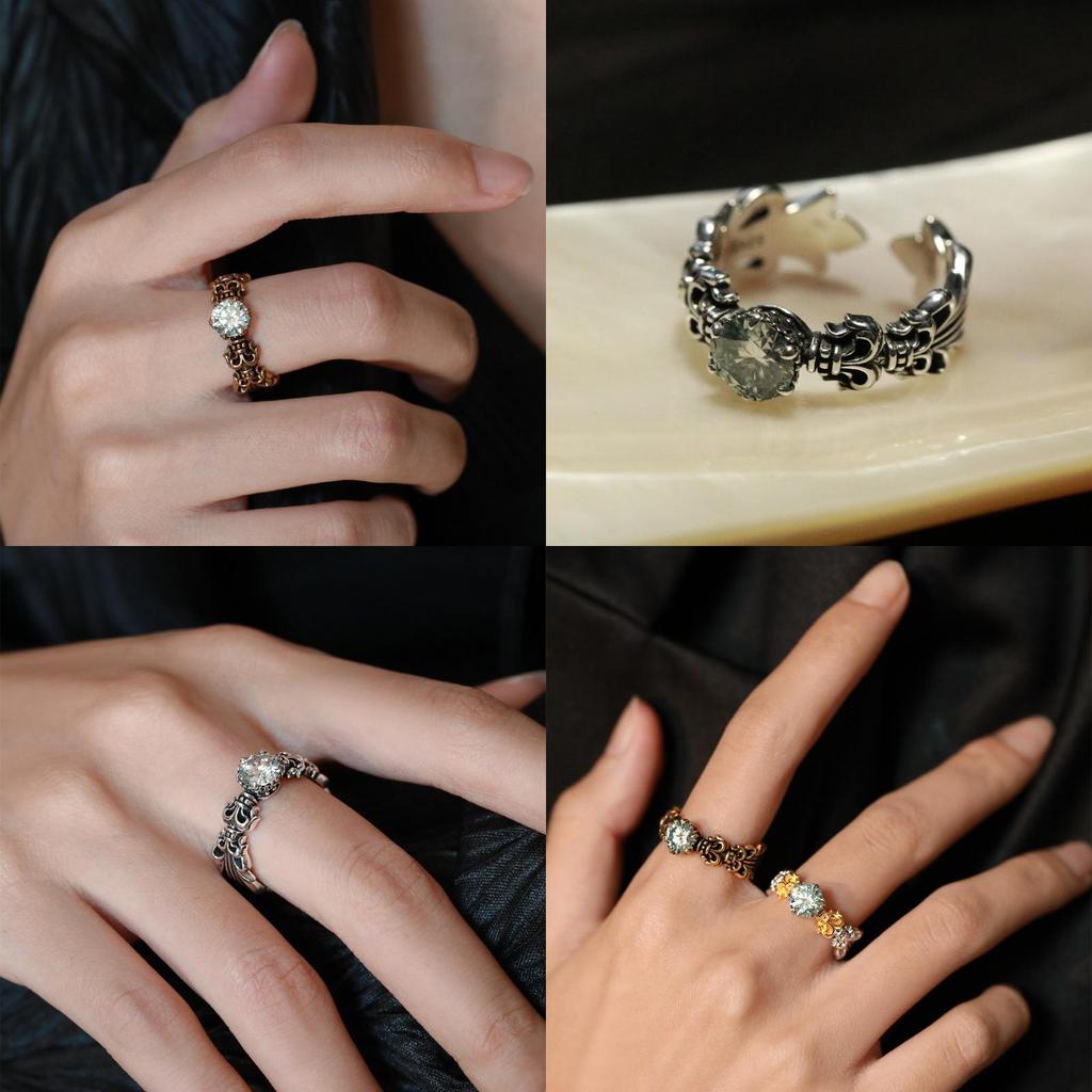 Elegant And Modern Iris Blue Moissanite Ring For Women Geometric Design Adjustable Size