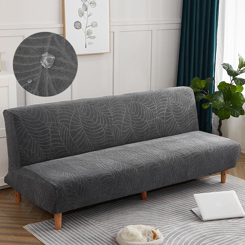Waterproof Sofa Bed Cover Armless Folding Sofa Bench Solid Stretch High Elastic Thick Sofa Cover Without Armrest Universal Size