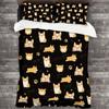 Cute Corgi Bedding Set Twin Size Cartoon Dog Paws Footprint Duvet Cover Set 3pcs For Bed Decor Smiling Corgi Pet Comforter