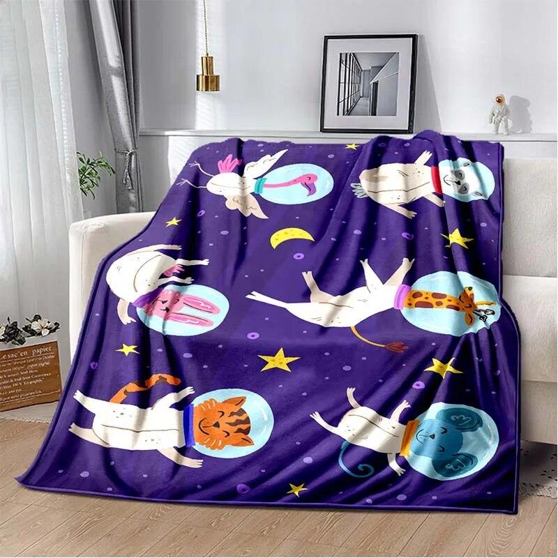 Фланелевое одеяло с 3D принтом космических животных, универсальное праздничное подарочное одеяло, теплые и мягкие одеяла на все сезоны