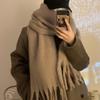 "2024 Winter Versatile Solid White Scarf for Girls - Korean Style"