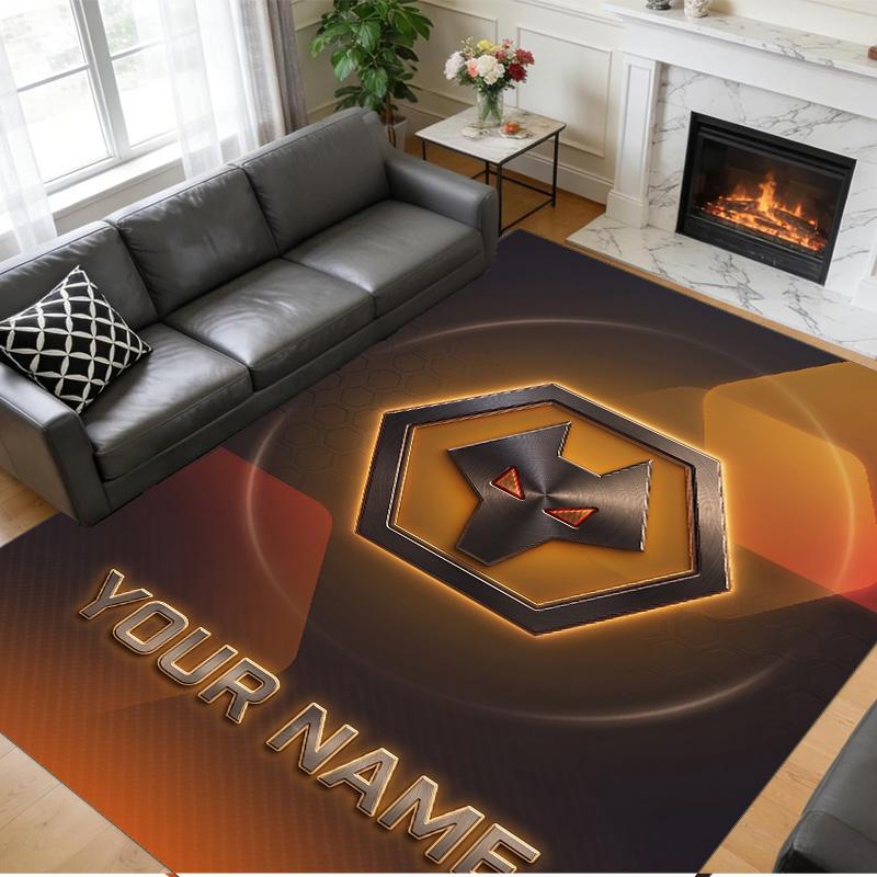 Crystal Velvet Rug Custom Name Text, Soft Non Slip Floor Mat Home DecorWolverhampton Wanderers Football
