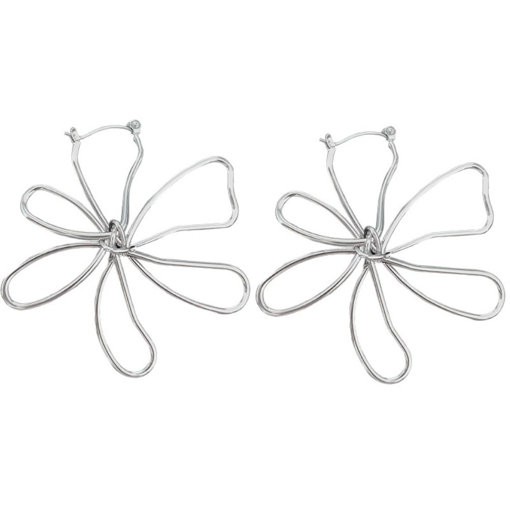 Jewelry Accessories Lines Hoop Earrings Metal French Earrings Gift Flower Earrings Female Girls
