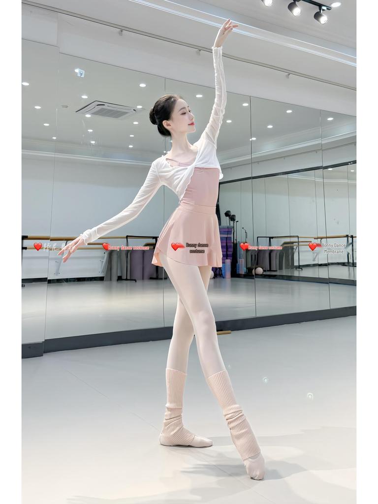 Женская одежда для балета с длинным рукавом, сетчатый топ с запахом - для йоги, классических, современных тренировок и рубашка для защиты от солнца