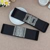Черный Пояс Квадратная Пряжка Декоративный Пояс Женское Платье Простой Эластичный Эластичный Ремень Три Размера