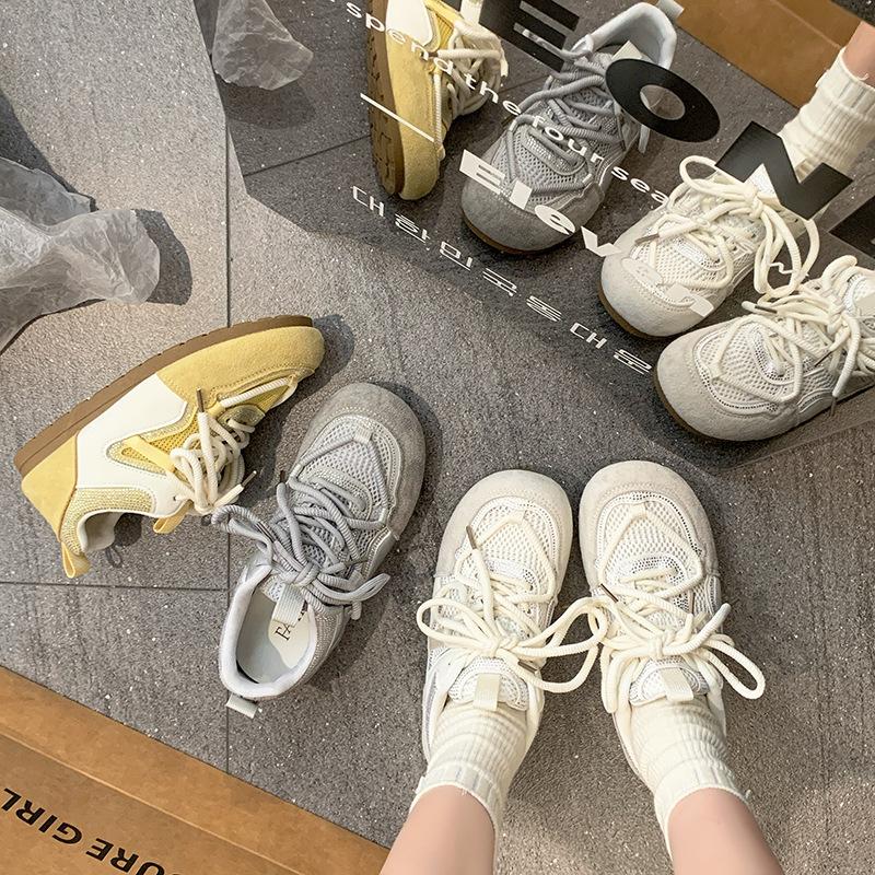 Popular Sports Shoes Women's 2025 New Versatile Thick-soled Inner Height-increasing Women's Shoes Casual Mesh Breathable German Training Shoes Tide