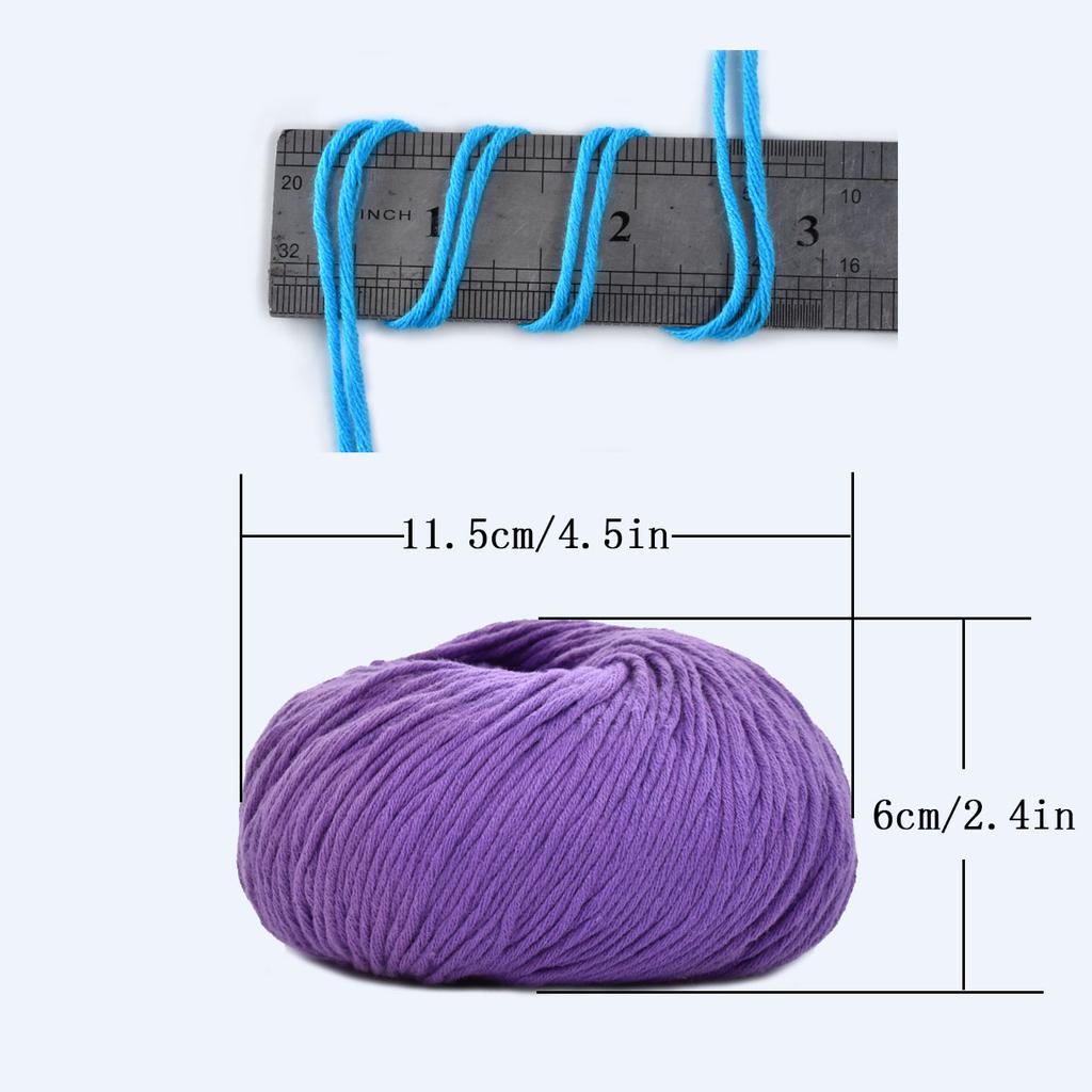 6 упаковок пряжи из гребенного хлопка премиум-класса для вязания крючком и спицами - 100% мягкая пряжа для ручного вязания, 50 г/моток 125 м/моток, гладкая пряжа для рукоделия для домашних проектов своими руками
