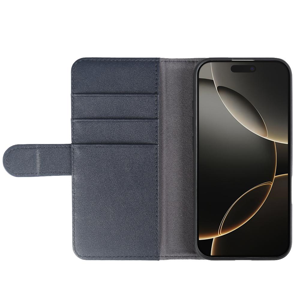 For iPhone 16 Pro Phone Cases Genuine Split Leather Wallet Mobile Cover Stand