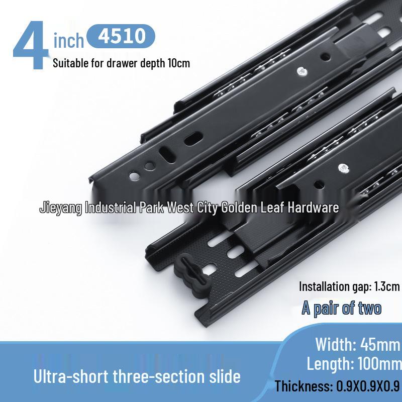 Сверхкороткие 3-секционные направляющие для ящиков 4-6 дюймов для туалетных столиков и ювелирных лотков