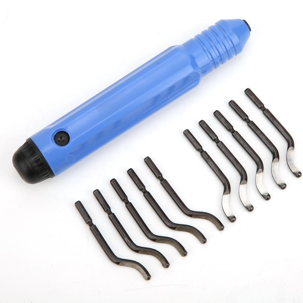 10pcs Blades Deburring Hand Tool Anti-Slip Handle Deburring Tool Kit Burr Remover  Wood