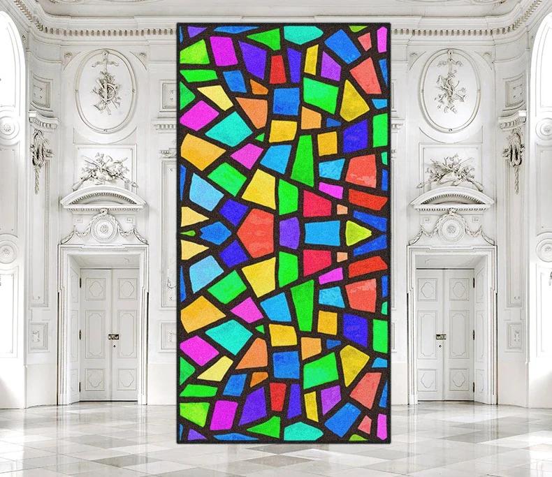 Customize Stained Glass Window Film Frosted Mosaic Grid Privacy Protection No Glue Decorative Bathroom Bedroom Kitchen Home Quality