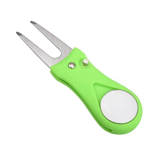 Инструмент для гольфа Divot Складной инструмент для ремонта Divot с магнитным прочным всплывающим маркером для мяча из нержавеющей стали Вилы для игроков в гольф