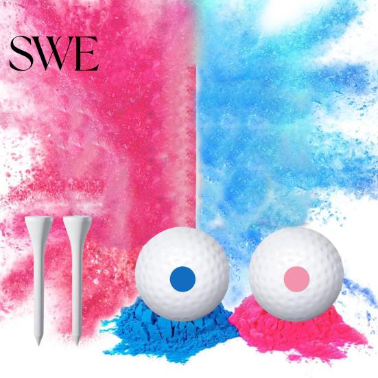 Safe Gender Reveal Option Golf Ball with Tee Exploding Assured Quality Set Powder Explosion Announcement Party Themed Decoration Supplies