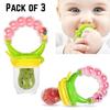 Pack of 3 Baby Rattle Fruit Feeder Set | Silicone Fresh Food Feeder with Rattle Handle for Babies | Infant Feeding Kit