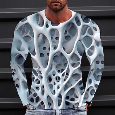 Мужская футболка с графическим абстрактным круглым вырезом, одежда с 3D-принтом, для активного отдыха, повседневная спортивная одежда с длинным рукавом, винтажная одежда, дизайнерская одежда