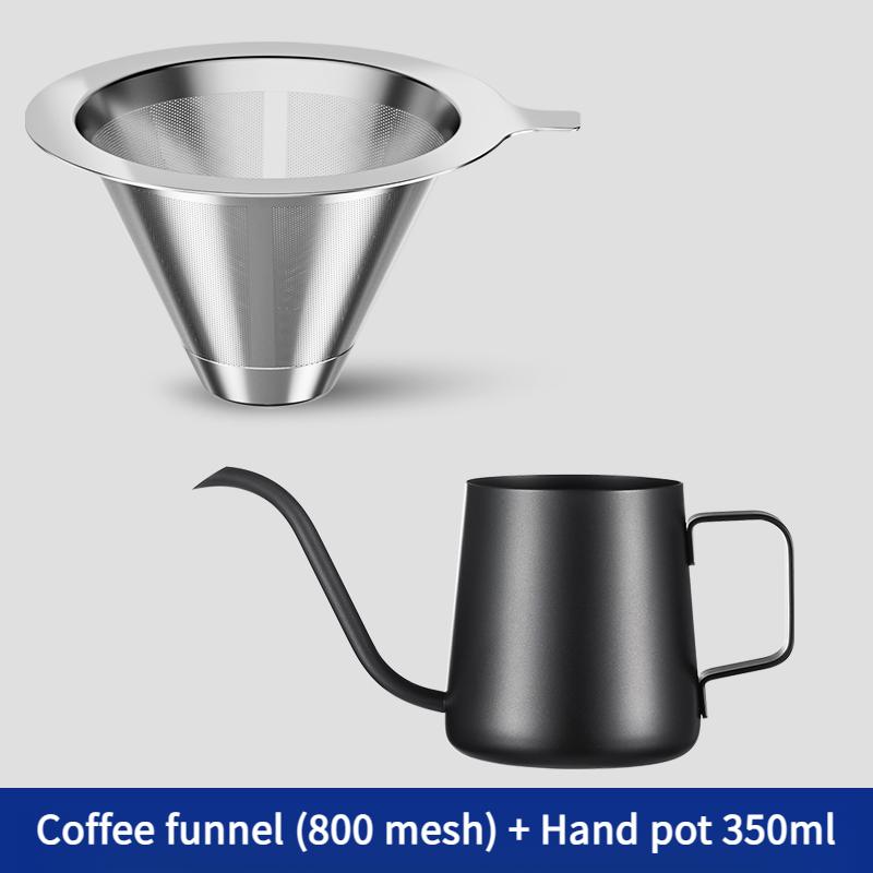 800 меш кофейный фильтр нержавеющая сталь двухслойный кофейная воронка домашний фильтр безбумажный ручной кофейный набор оборудования