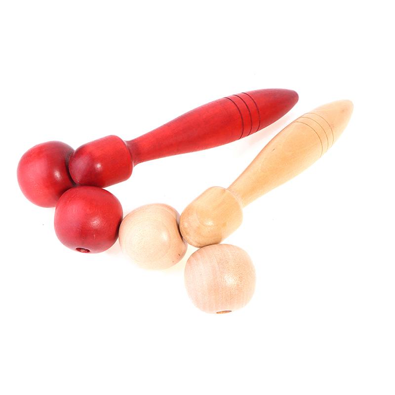 Портативный роликовый массажер, деревянный двухколесный массажер для лица