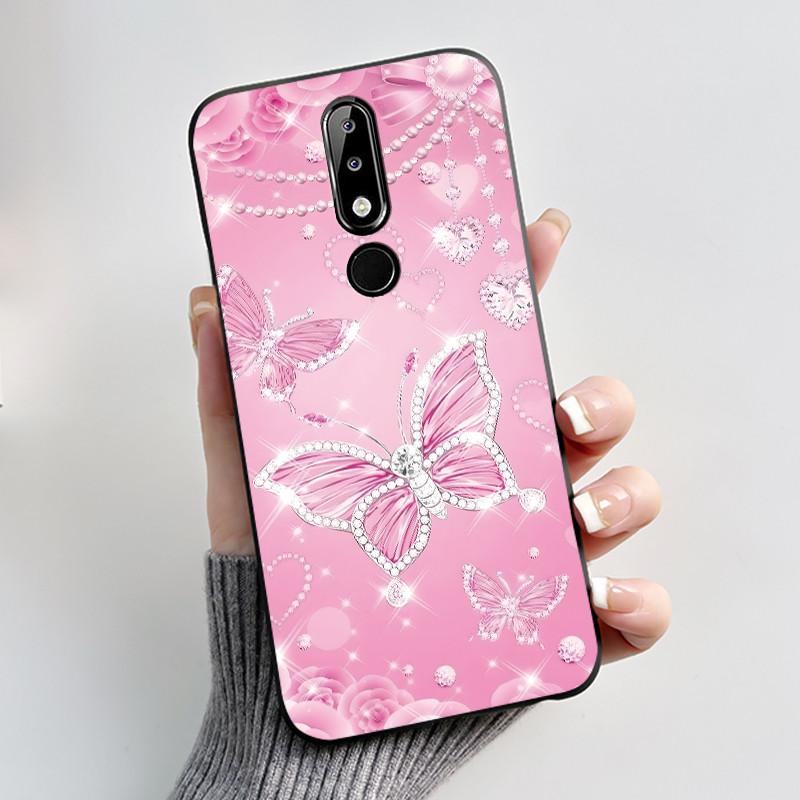 Силиконовый чехол для Nokia X5 X6 5.1 plus 6.1 plus Чехол для телефона Роскошная Мода Бабочки Цветы Мягкий Тонкий Черный Желе Чехол