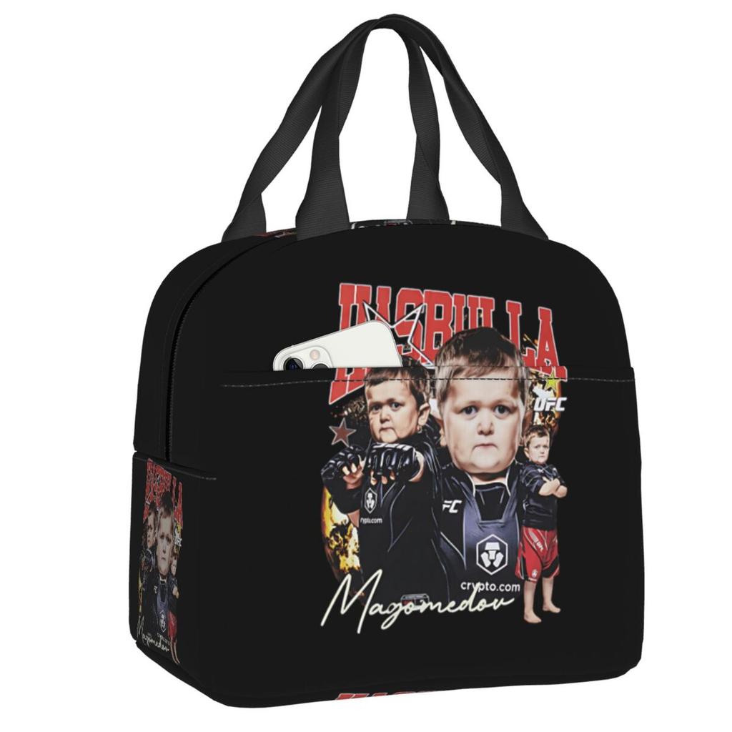 Custom Hasbulla Magomedov Portable Lunch Box Women Leakproof Thermal Cooler Food Insulated Lunch Bag Office Work