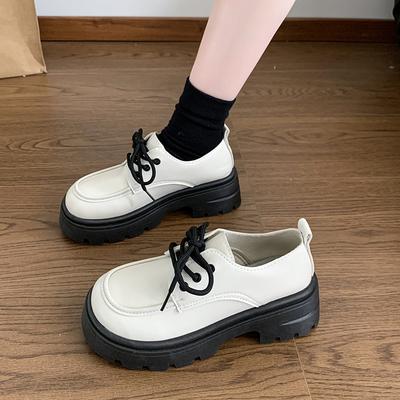 2025 Высокое Качество Женская Обувь Бренд Женские Туфли-Лодочки Горячая Распродажа Лоферы Мода Круглый Носок Шнуровка Низкий Каблук Туфли Тренд Офисная Женская Обувь