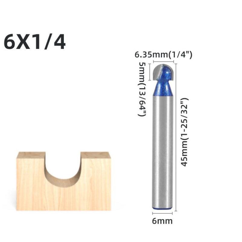 1/4 шт. 1/4 дюйма, 6 мм хвостовик, профессиональный уровень, набор сферических фрез, концевая фреза, круглая коробка, твердосплавная фреза с ЧПУ, радиальная фреза