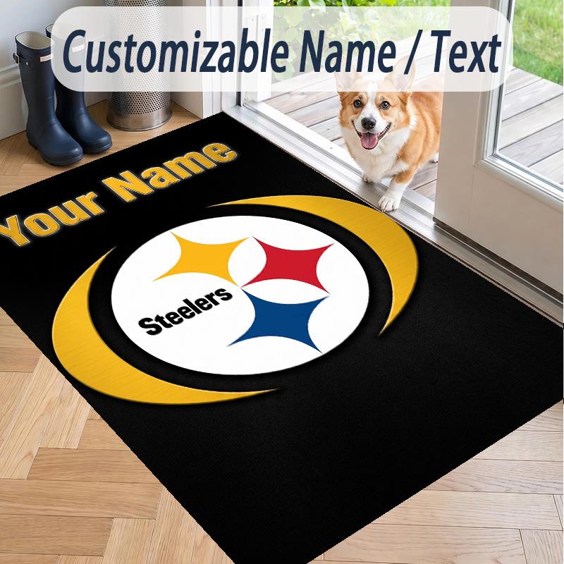 Custom Text Printed Rug Pittsburgh Steelers Non Slip Floor Carpet For Home Room Decor
