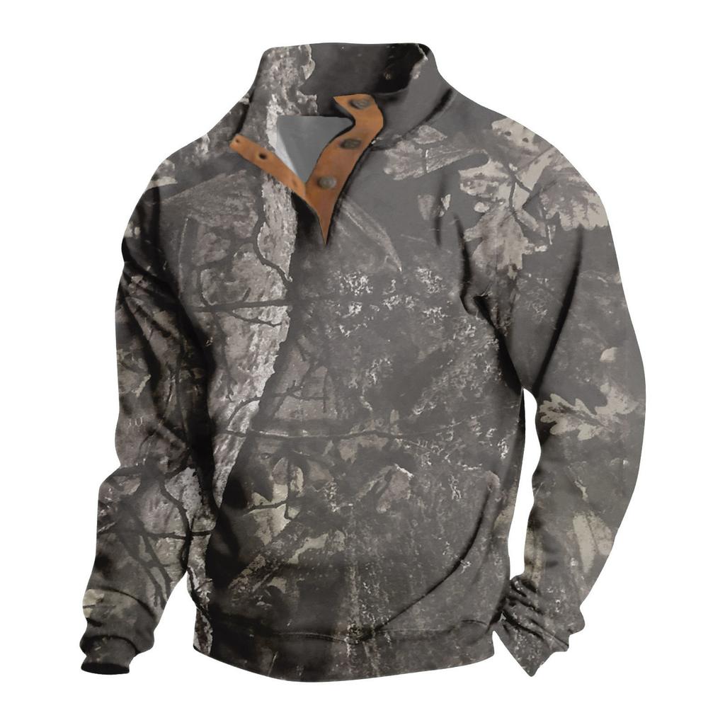 Мужская повседневная модная рождественская принтованная толстовка без капюшона, широкая мужская свободная толстовка с капюшоном и воротником-стойкой