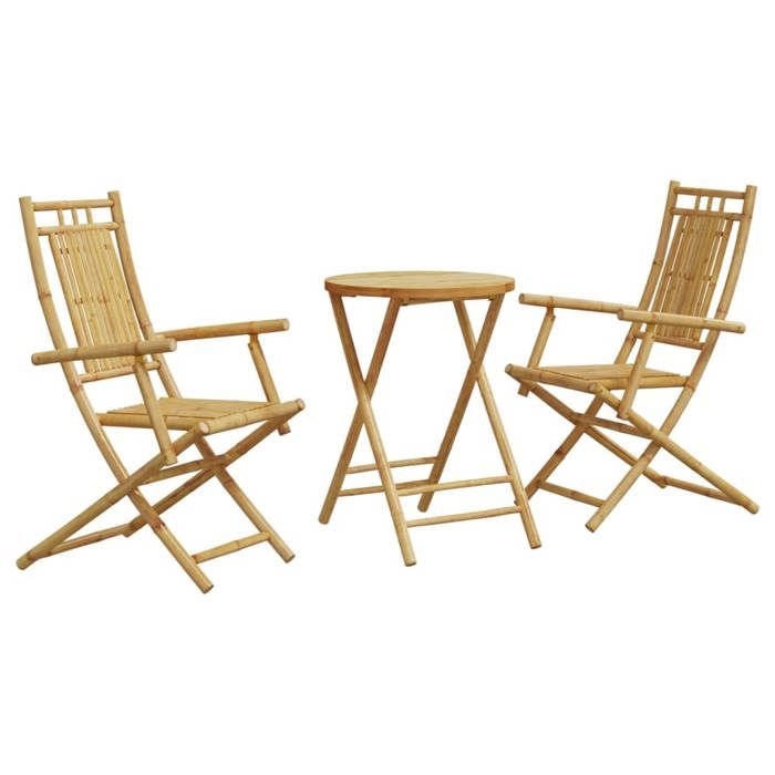 VidaXL Ensemble de bistro 3 pcs bambou, ensemble de bistro de jardin, ensemble de balcon, ensemble de meubles d'extérieur 3278535