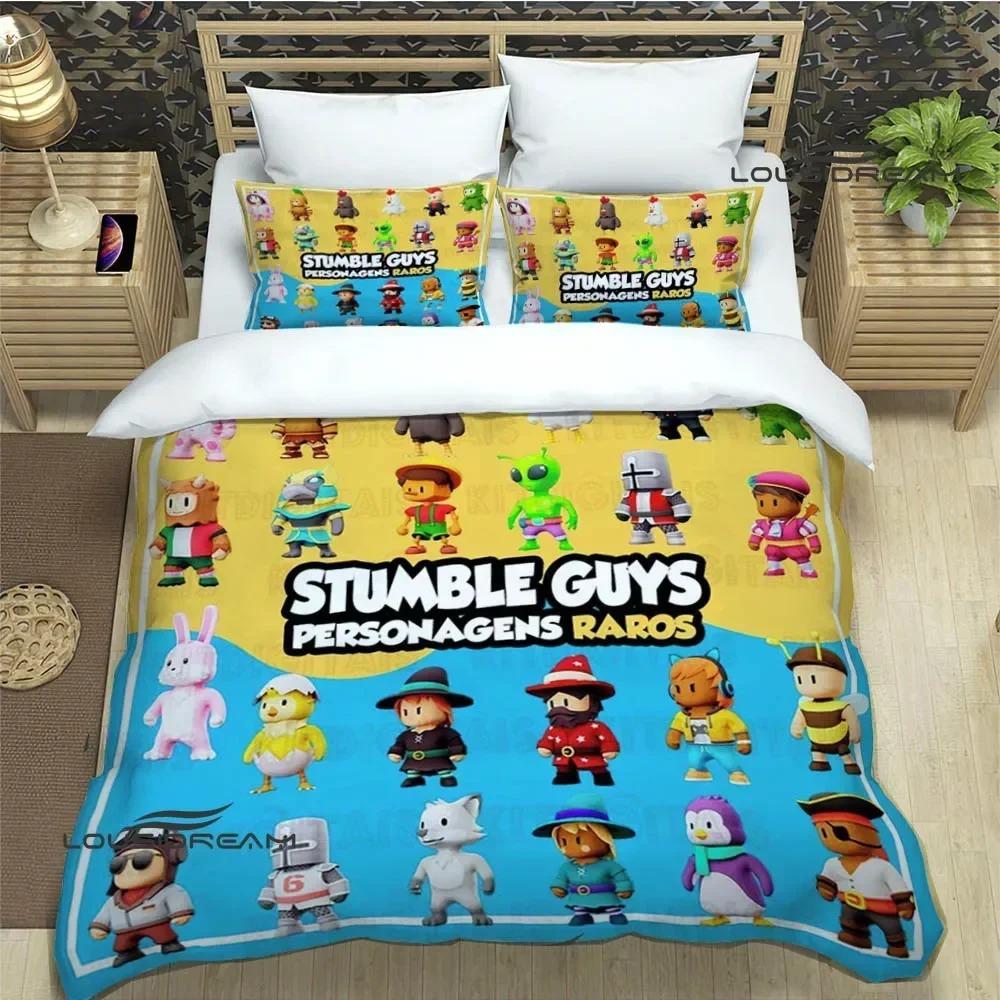 3D Мультяшный Игровой Комплект Постельного Белья Stumble Guys Пододеяльник Комплект Одеял Изысканные Принадлежности для Кровати для Детей Подростков