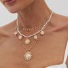 PuRui Multi Piece Set Gold Color Trendy Imitation Zircon Adjustable Necklace for Women Sunflower Pendant Clavicle Chain Zircon