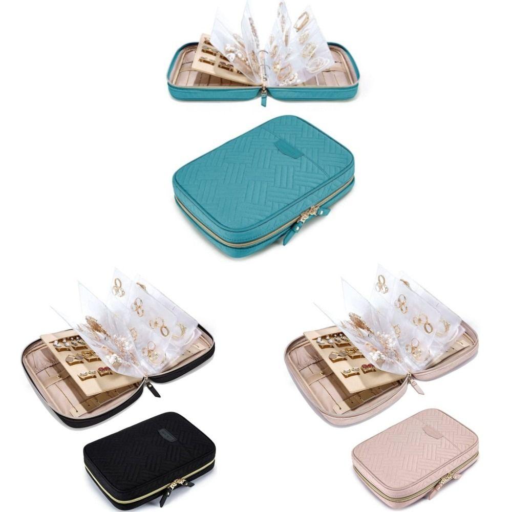 Solid Color Jewellery Storage Bag with  Zipper Storage Case New Jewellery Box  Travel
