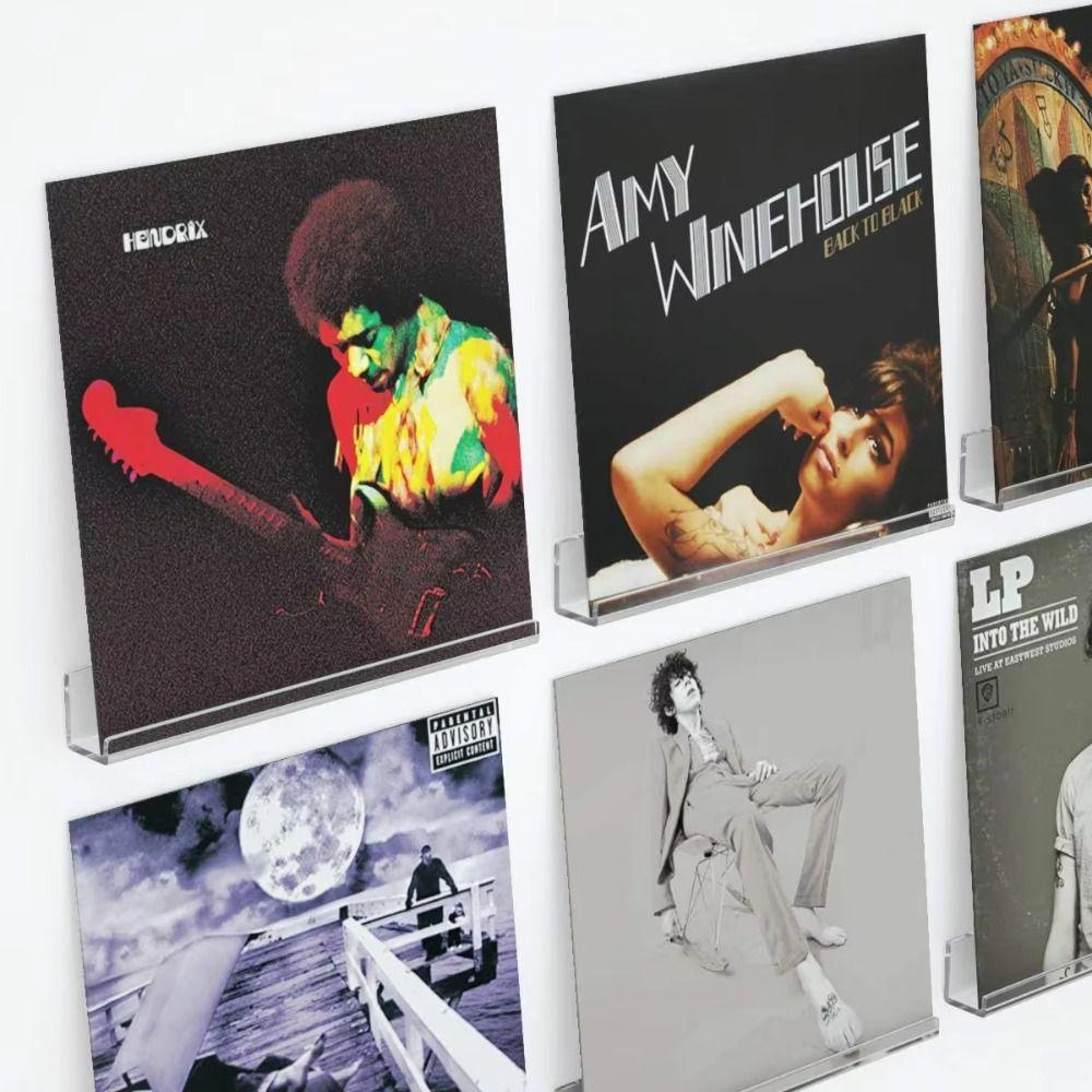 6Pcs Clear Vinyl Record Shelf Wall Mount Magazine Rack Floating Shelves for Books  Makeup