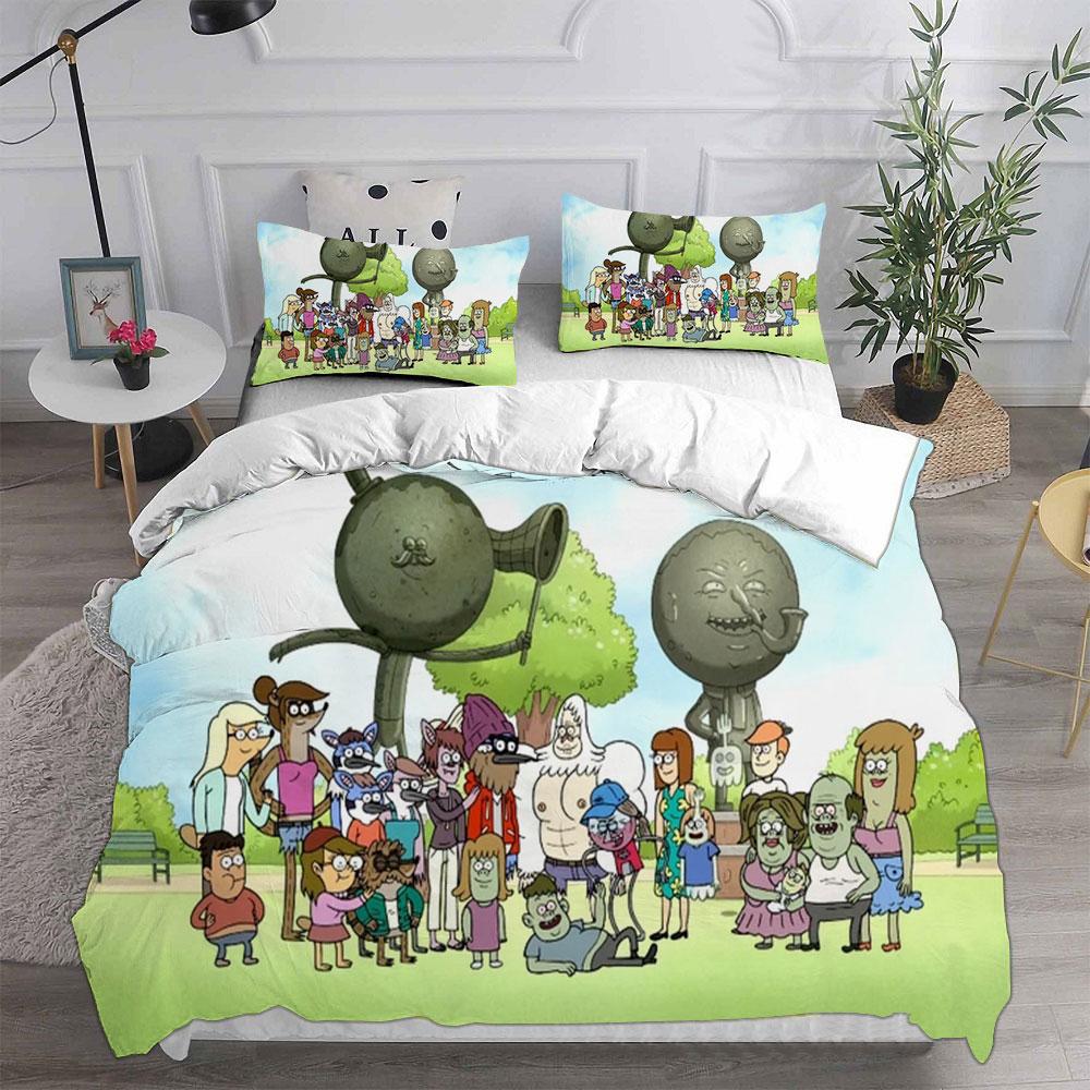 Постельное белье Regular Show Комплект одеяло стеганое покрывало пододеяльник наволочка 2-3 предмета Размеры для детей и взрослых