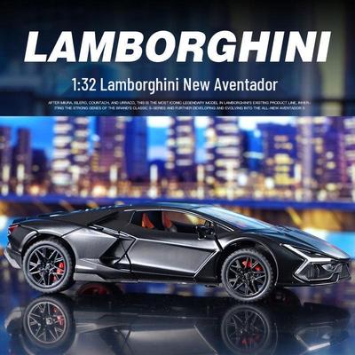 1:32 Модель спортивного автомобиля Lamborghini Revuelto - Сплав, Двери-ножницы, Звук и свет, Имитация оттягиванием назад.