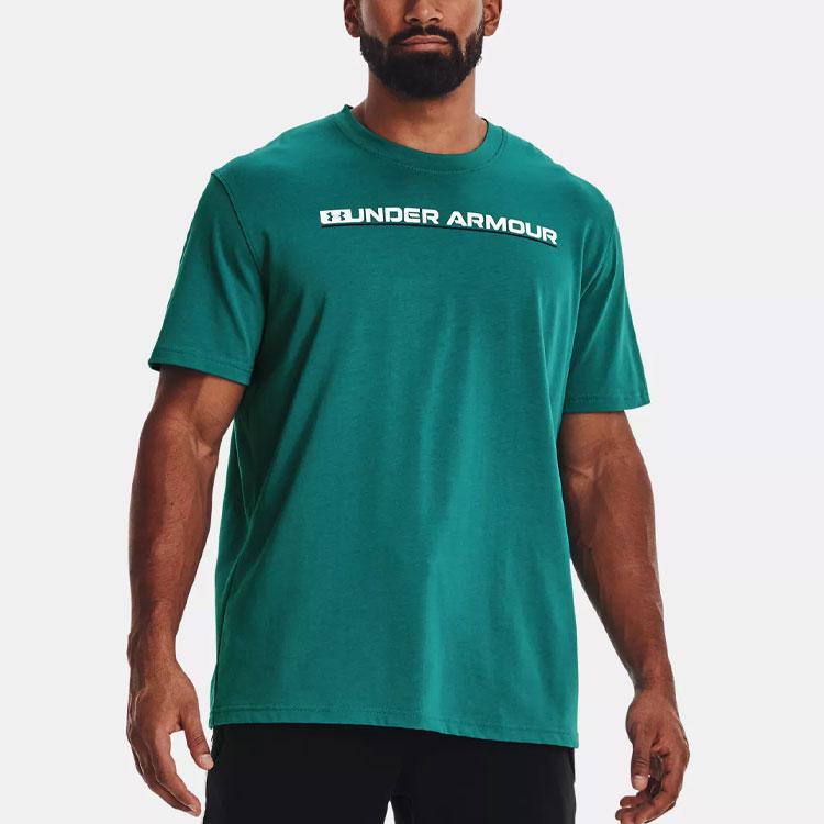 Under Armour Футболка с коротким рукавом и круглым вырезом с логотипом, мужские топы, цвет аква-зеленый 1370533-452