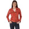 SKINOUTFIT Womens Real Leather Biker Motorcycle Jacket Genuine Lambskin Slim Fit Red Coat